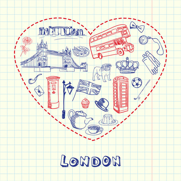 London Pen Drawn Doodles Vector Collection