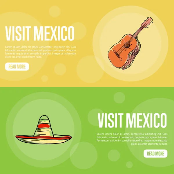 Visite México Touristic Vector Web Banners — Vetor de Stock