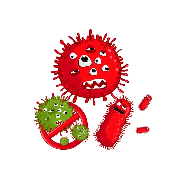 Karakter virus kartun vektor terisolasi - Stok Vektor