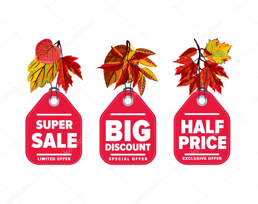 Autumn seasonal sale badges set