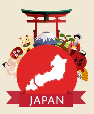 Japonya seyahat kavramı ünlü konumlar.