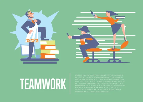 Teamwork-Banner mit Geschäftsleuten — Stockvektor