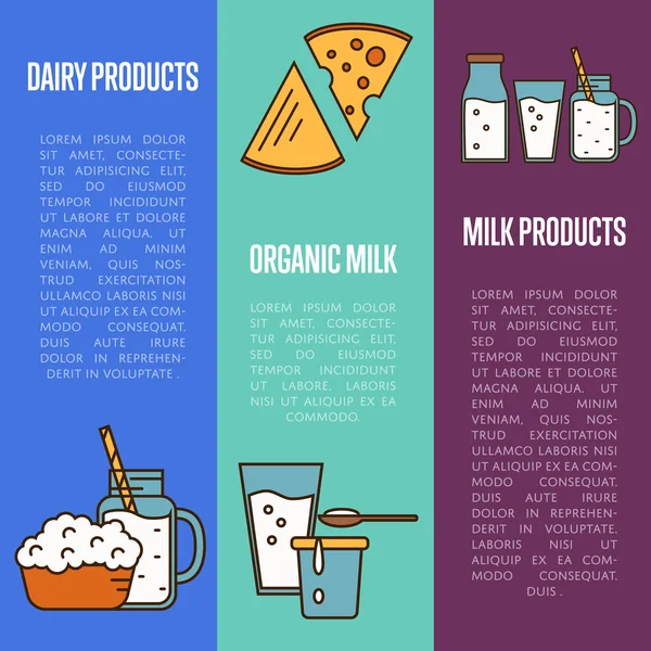 Органические молочные продукты вертикальные флаеры — стоковый вектор