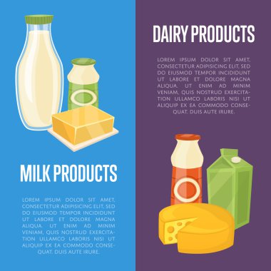 Metin için yer ile süt ve süt ürünleri dikey el ilanları