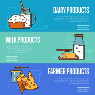 Süt ve süt ürünleri yatay Web sitesi şablonları