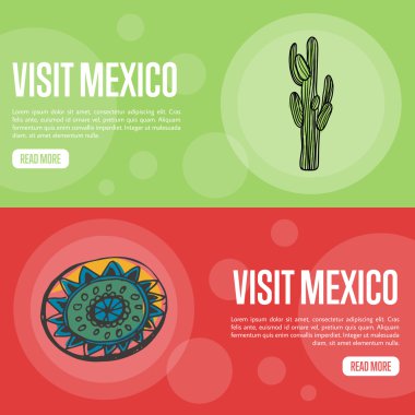 Meksika turistik vektör Web afiş ziyaret