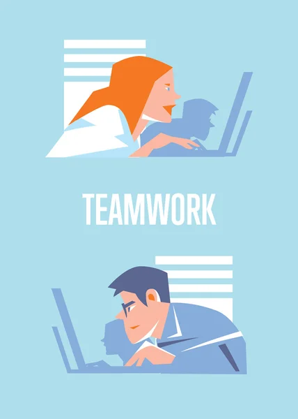 Teamwork banner with business people — Stock Vector