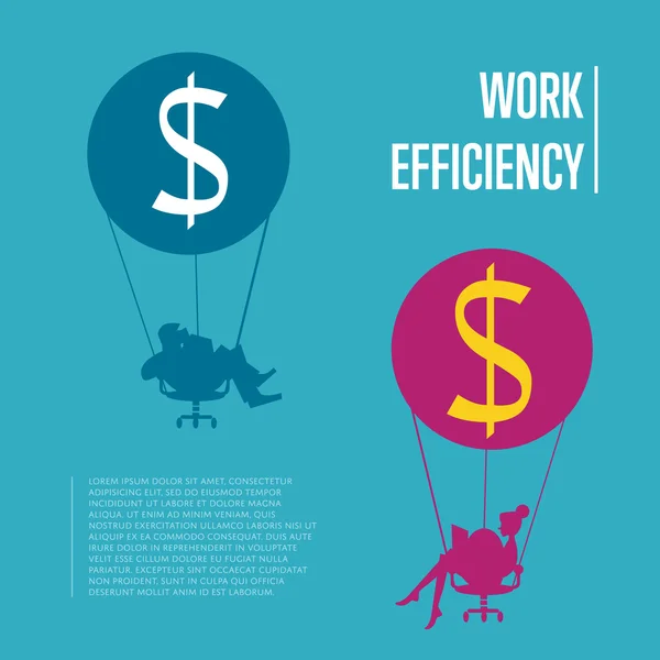 Work efficiency banner. Business people flying — Stock vektor