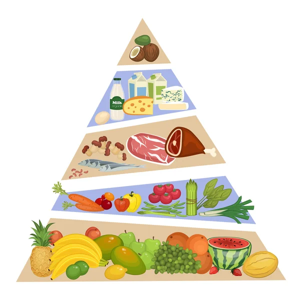 Food Pyramid Vector Concept in Flat Design — Stock Vector