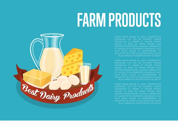 Банер продуктів ферми з молочним складом — стоковий вектор