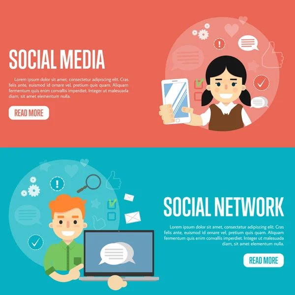 Red de redes sociales plantillas de sitios web — Vector de stock