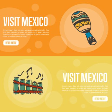 Meksika turistik vektör Web afiş ziyaret