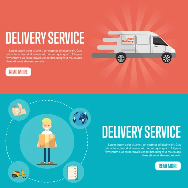 Delivery service horizontal website templates — Stock Vector