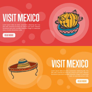 Meksika turistik vektör Web afiş ziyaret