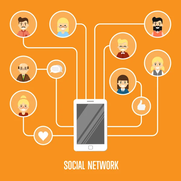 Κοινωνικό δίκτυο πανό με συνδεδεμένα άτομα — Διανυσματικό Αρχείο