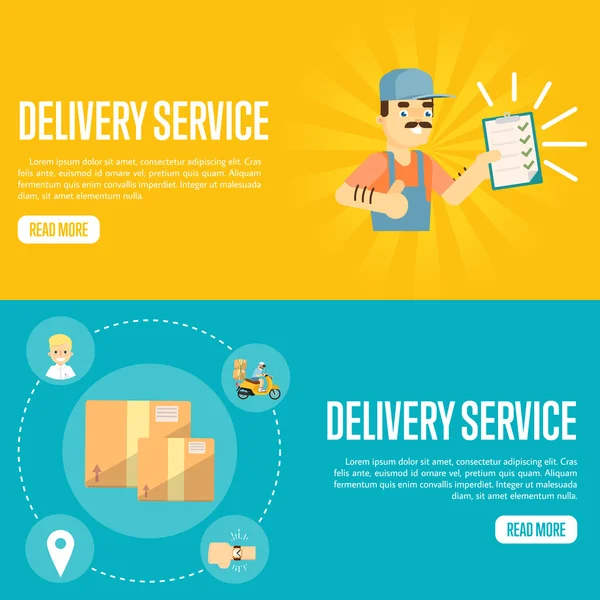 Templat situs web horizontal layanan pengiriman - Stok Vektor