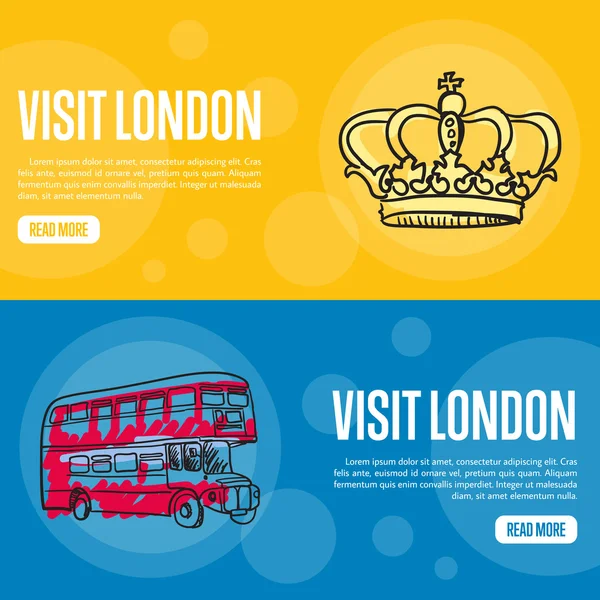 Odwiedź banery internetowe London Touristic Vector — Wektor stockowy