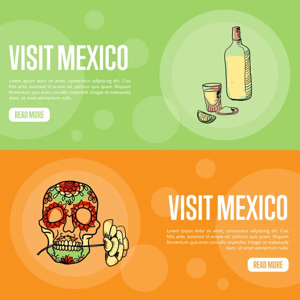 メキシコ観光ベクター Web バナーを訪問します。 — ストックベクタ
