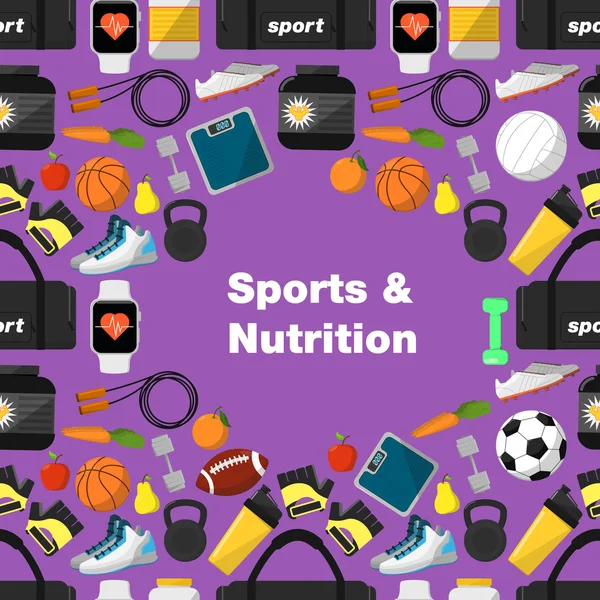Sport a výživa vzor bezešvé — Stockový vektor