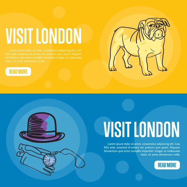 London Touristic Vector Web Banners 를 방문함 — 스톡 벡터