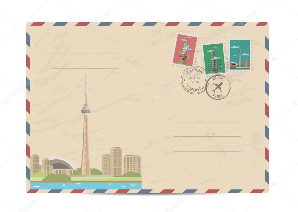 Sobres postal vintage con sellos — Archivo Imágenes 