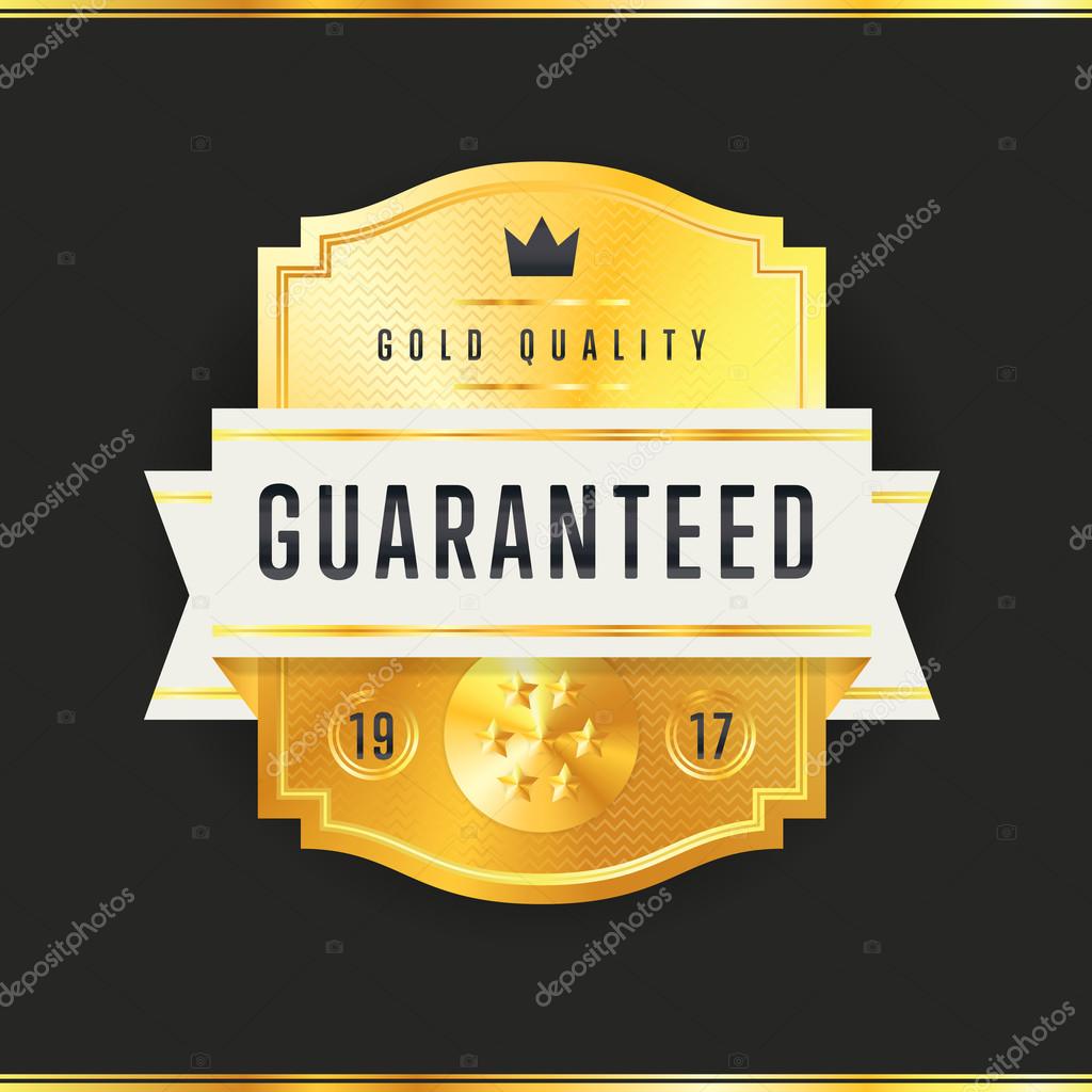 Gold badge with black text vector isolated