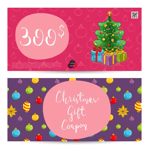 Christmas presentkort med förbetalda summan mall — Stock vektor