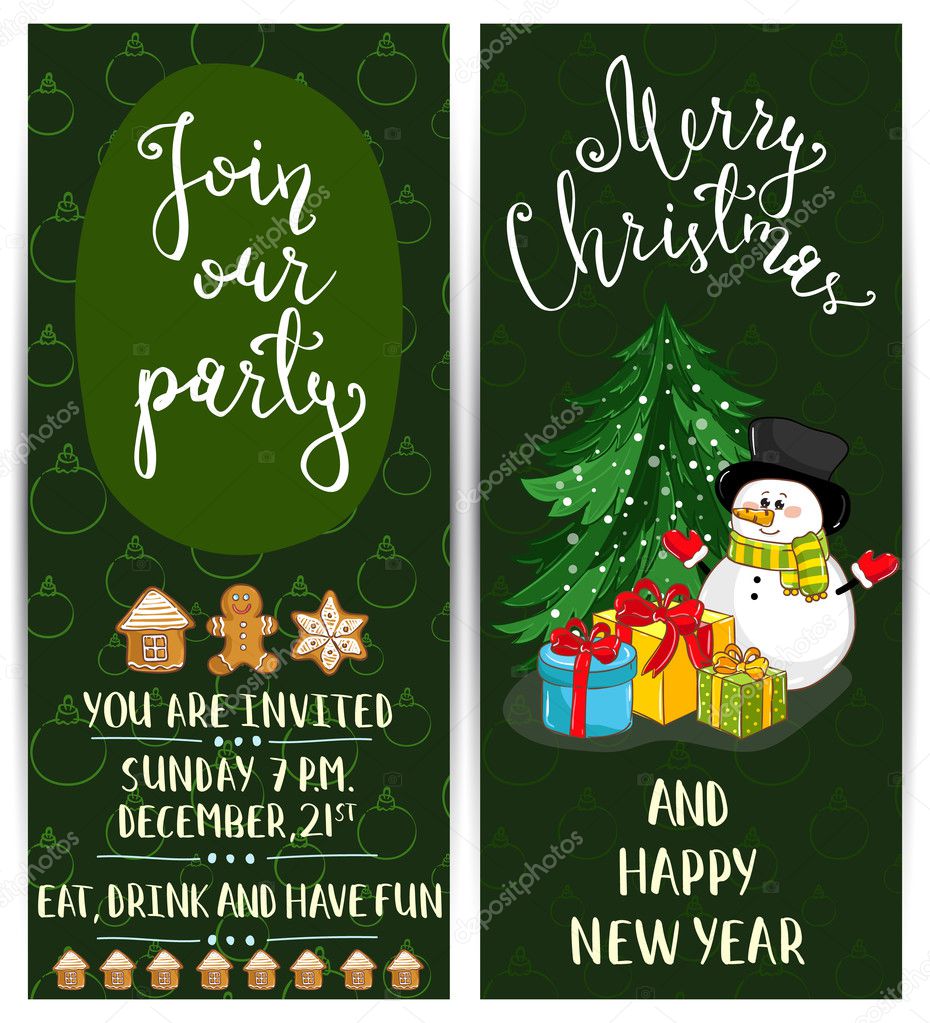 Bright Cartoon Invitation on Christmas Fun Party