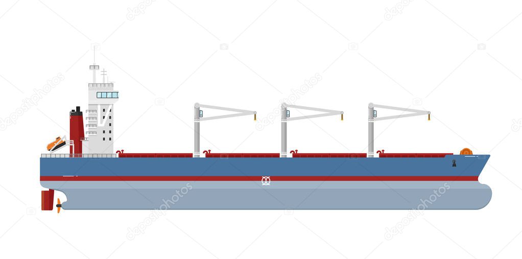 Cargo ship isolated on white background