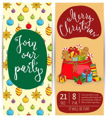 Parlak çizgi film davet ancak Noel eğlenceli parti