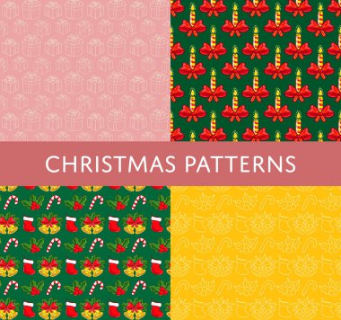 Noel renkli vektör Dikişsiz desen ayarla