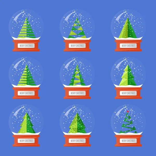 Colección de bolas de nieve de cristal de Navidad — Vector de stock