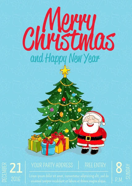 Boldog karácsonyt plakát Holiday Party hirdetés — Stock Vector