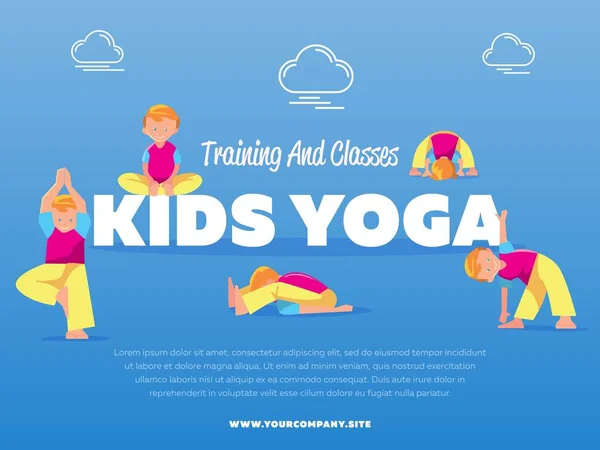 Entrenamiento y clases banner de yoga para niños — Archivo Imágenes Vectoriales