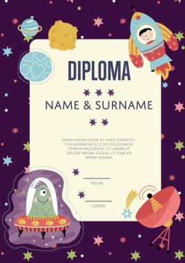Diploma Çizgi Filmi Vektör Şablonu