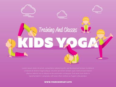 Eğitim ve sınıf çocukları için yoga afişi