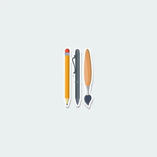 Simbolo scuola colorato - matita, penna e pennello — Vettoriale Stock