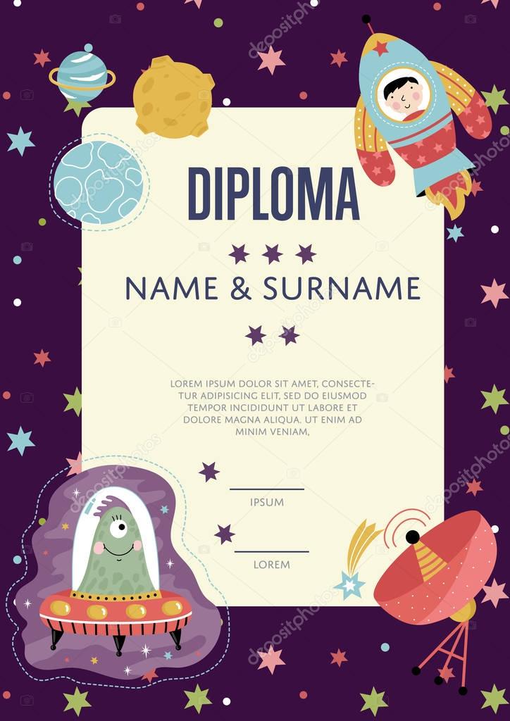 Diploma Cartoon Vector Template