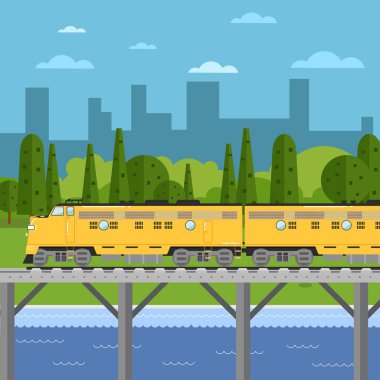 Cityscape Köprüsü arka plan üzerinde taşıma tren