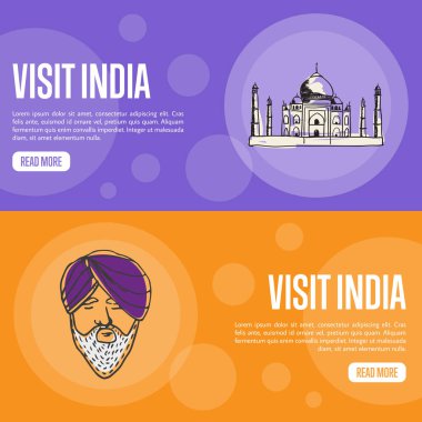 Hindistan turistik vektör Web afiş ziyaret