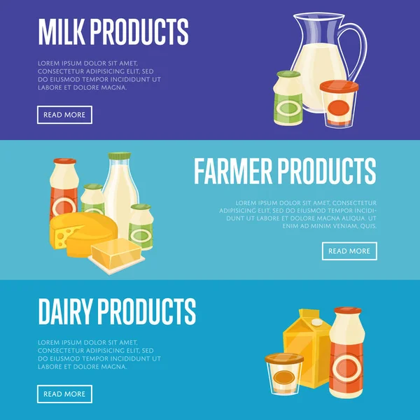 Vorlage: Bauern, Milch und Milchprodukte — Stockvektor