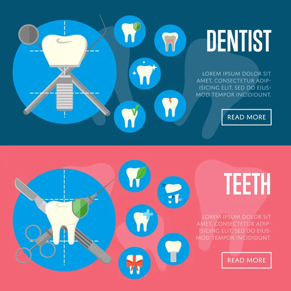 Consultório odontológico horizontal site templates —  Vetores de Stock