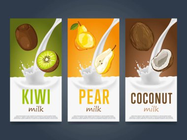 Süt suyu ve meyveli milkshake konsepti