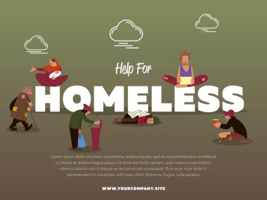 Aç dilenci ile evsiz afiş için yardım