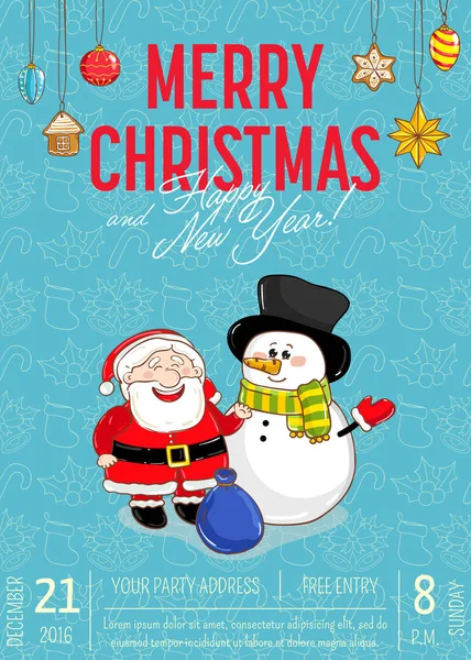 メリー クリスマス ホリデー パーティー広告のプラカード — ストックベクタ