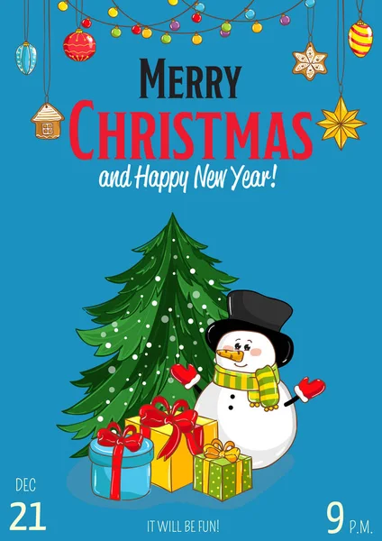 Merry Christmas Placard para anúncio de festa de férias — Vetor de Stock