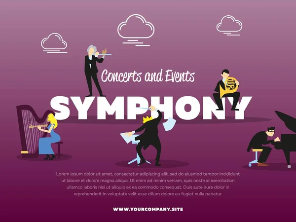 Concerti ed eventi banner sinfonico — Vettoriale Stock