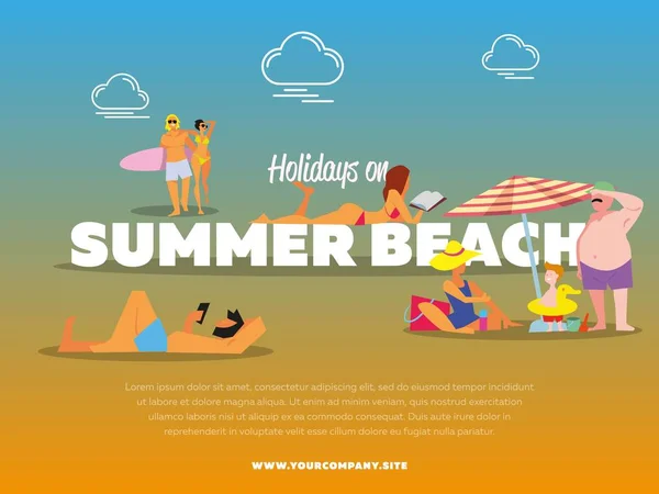 Vacaciones en bandera de playa de verano — Archivo Imágenes Vectoriales
