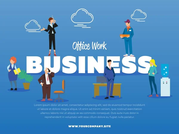 Banner de negócios de trabalho de escritório com pessoas —  Vetores de Stock