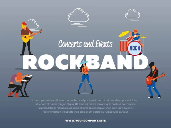 Banner de banda de rock de concertos e eventos —  Vetores de Stock